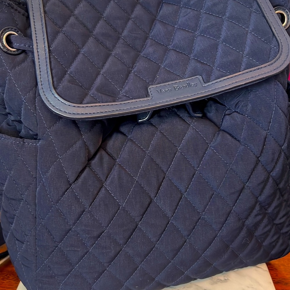 Vera Bradley Navy quilted backpack - Picture 2 of 6